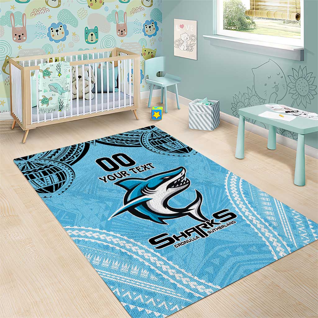 Sharks Rugby Custom Area Rug With Polynesian Style - Vibe Hoodie Shop