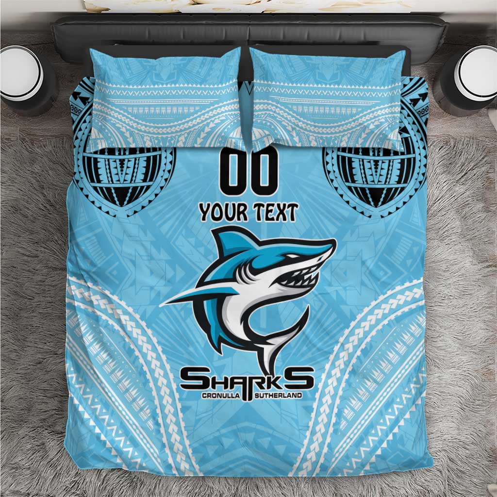 Sharks Rugby Custom Bedding Set With Polynesian Style - Vibe Hoodie Shop