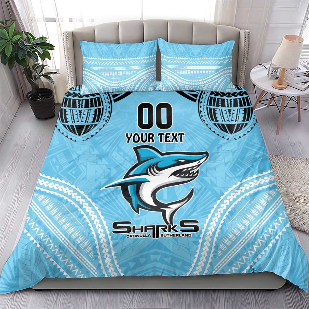 Sharks Rugby Custom Bedding Set With Polynesian Style - Vibe Hoodie Shop