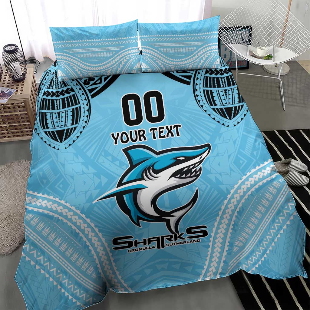 Sharks Rugby Custom Bedding Set With Polynesian Style - Vibe Hoodie Shop