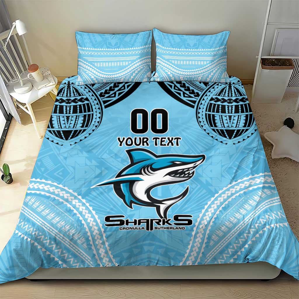 Sharks Rugby Custom Bedding Set With Polynesian Style - Vibe Hoodie Shop