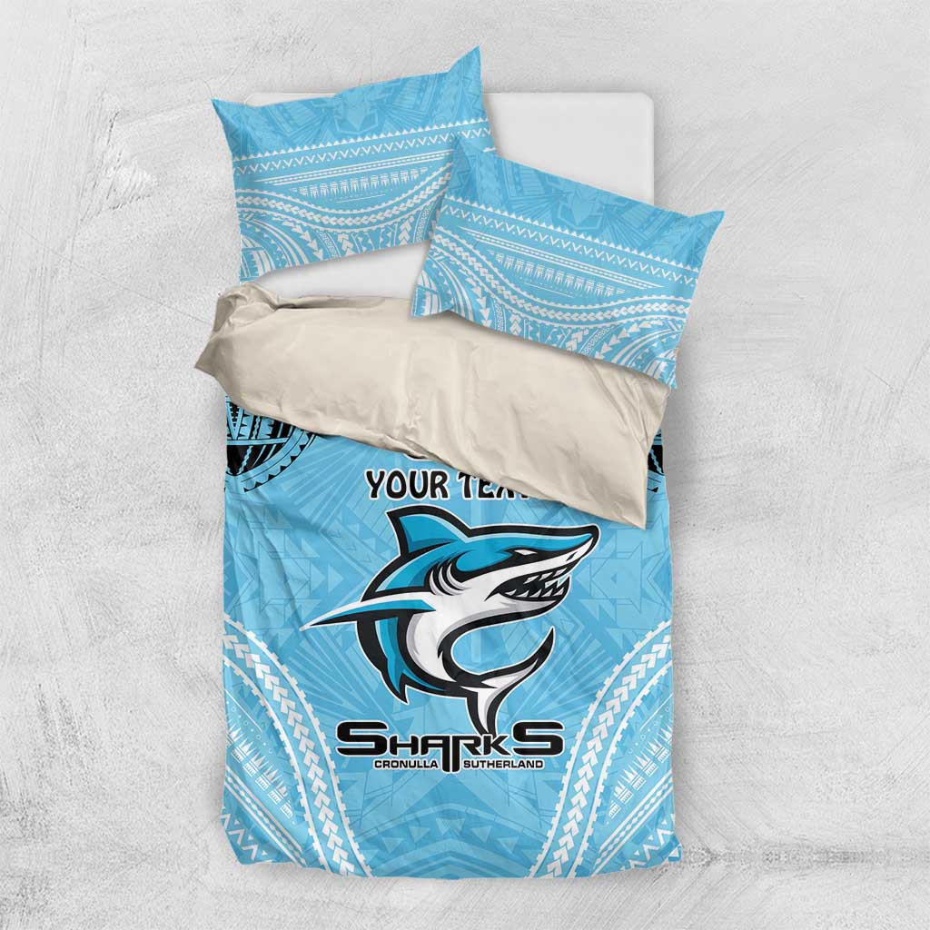 Sharks Rugby Custom Bedding Set With Polynesian Style - Vibe Hoodie Shop