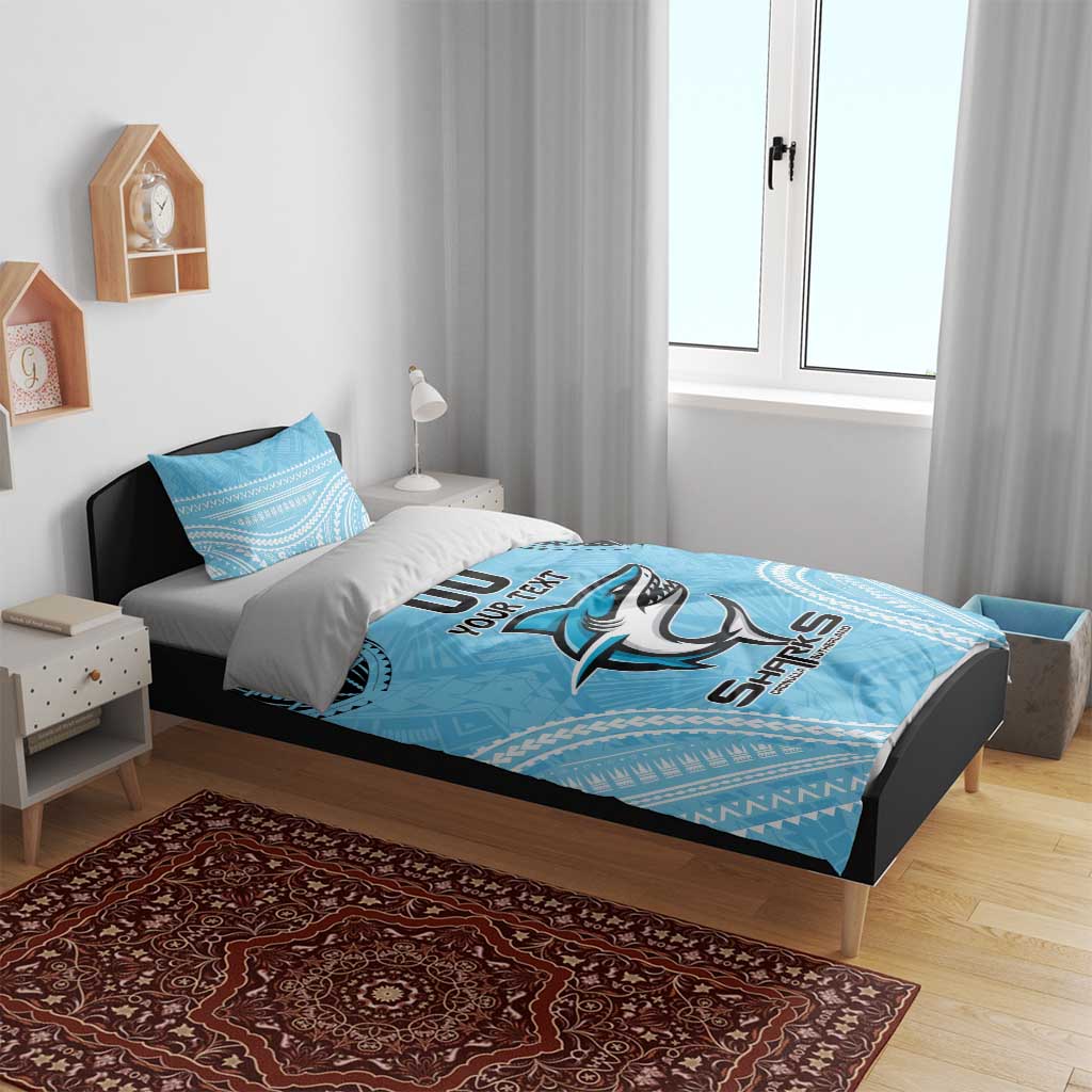 Sharks Rugby Custom Bedding Set With Polynesian Style - Vibe Hoodie Shop