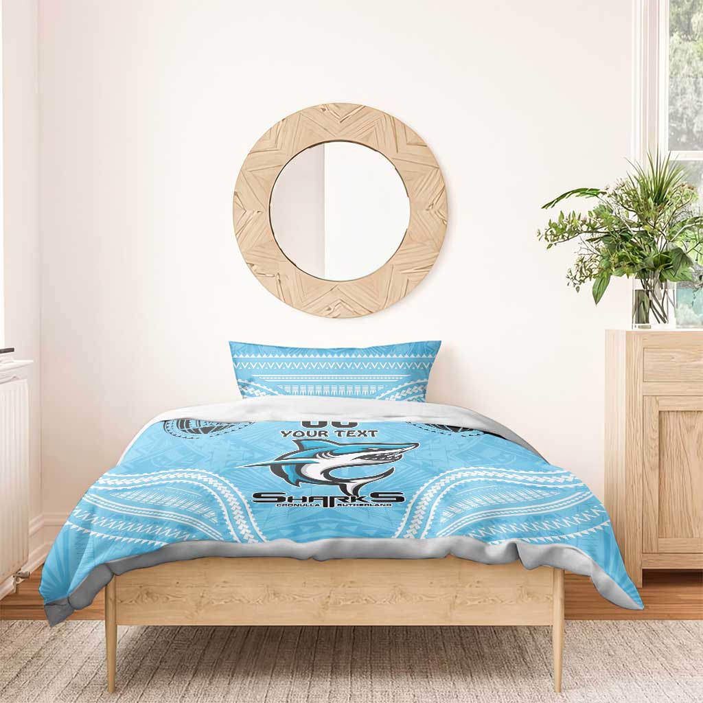 Sharks Rugby Custom Bedding Set With Polynesian Style - Vibe Hoodie Shop
