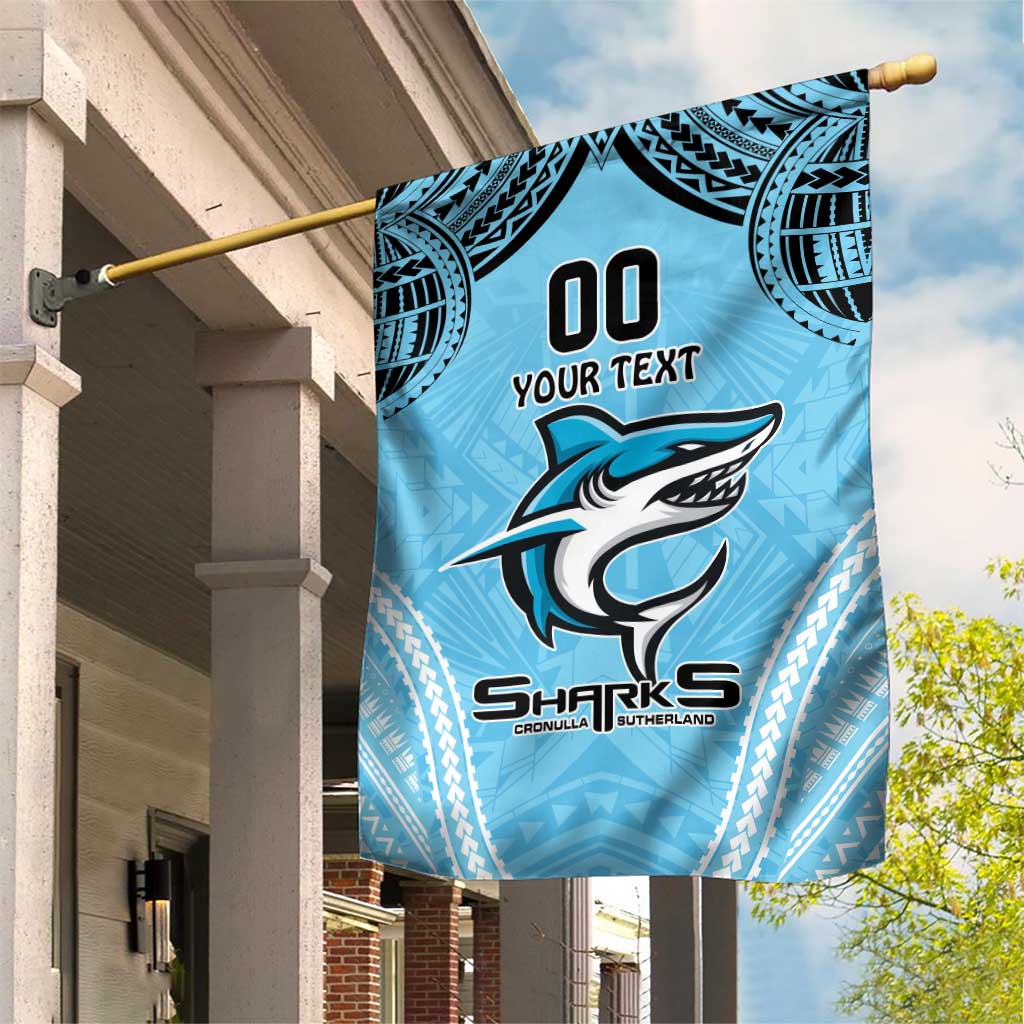 Sharks Rugby Custom Garden Flag With Polynesian Style - Vibe Hoodie Shop
