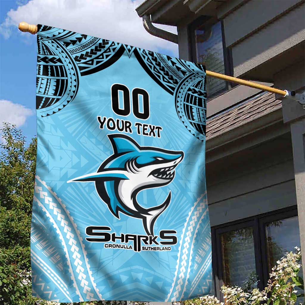 Sharks Rugby Custom Garden Flag With Polynesian Style - Vibe Hoodie Shop
