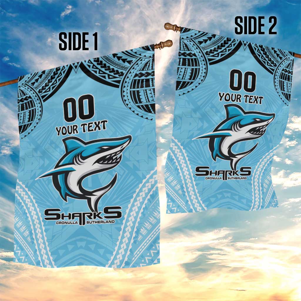 Sharks Rugby Custom Garden Flag With Polynesian Style - Vibe Hoodie Shop