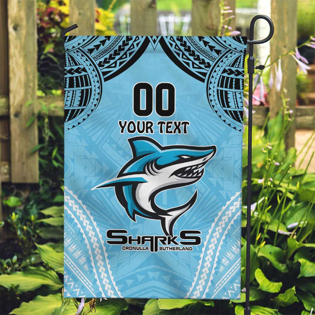 Sharks Rugby Custom Garden Flag With Polynesian Style - Vibe Hoodie Shop