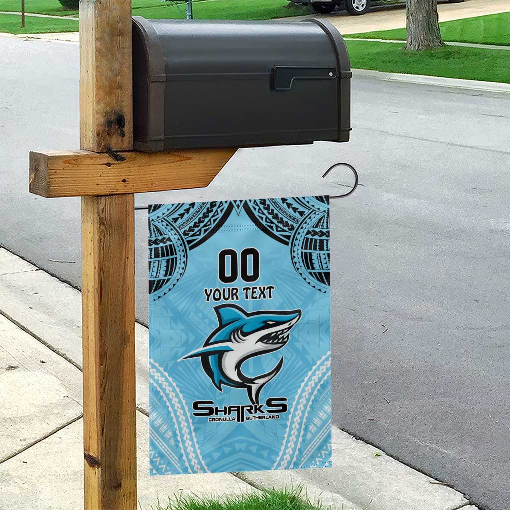 Sharks Rugby Custom Garden Flag With Polynesian Style - Vibe Hoodie Shop