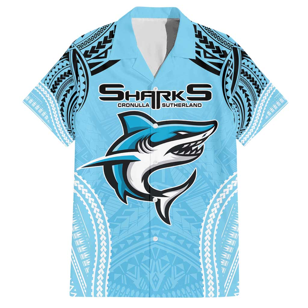 Sharks Rugby Custom Hawaiian Shirt With Polynesian Style - Vibe Hoodie Shop