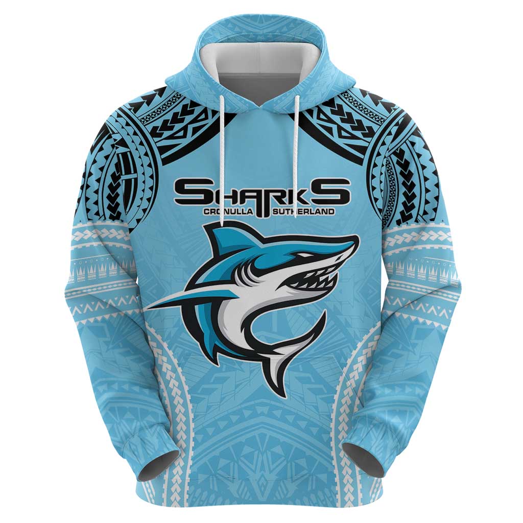 Sharks Rugby Custom Hoodie With Polynesian Style LT9 - Vibe Hoodie Shop