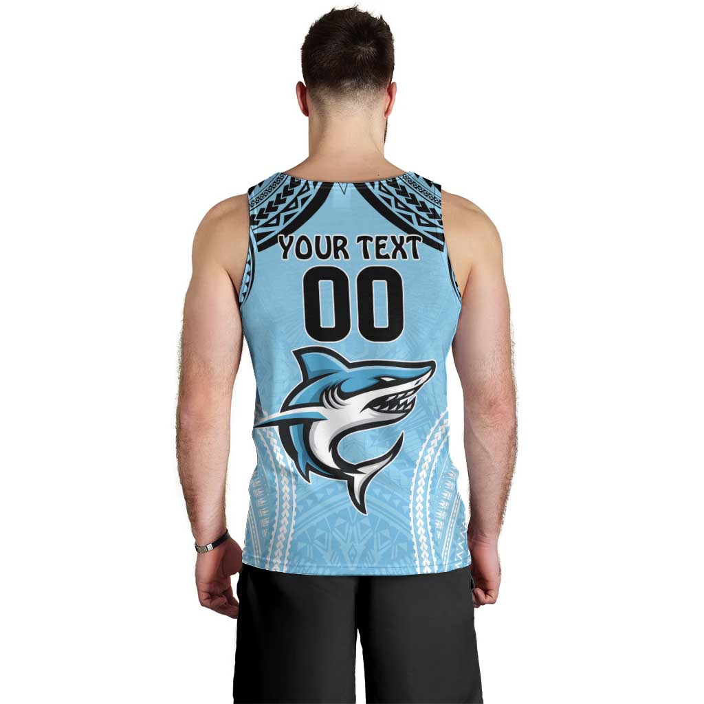 Sharks Rugby Custom Men Tank Top With Polynesian Style - Vibe Hoodie Shop