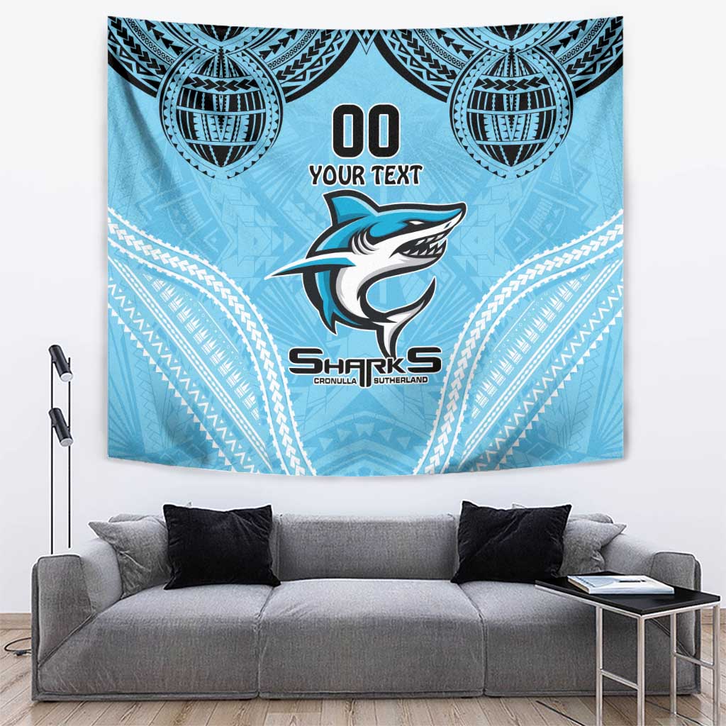 Sharks Rugby Custom Tapestry With Polynesian Style - Vibe Hoodie Shop