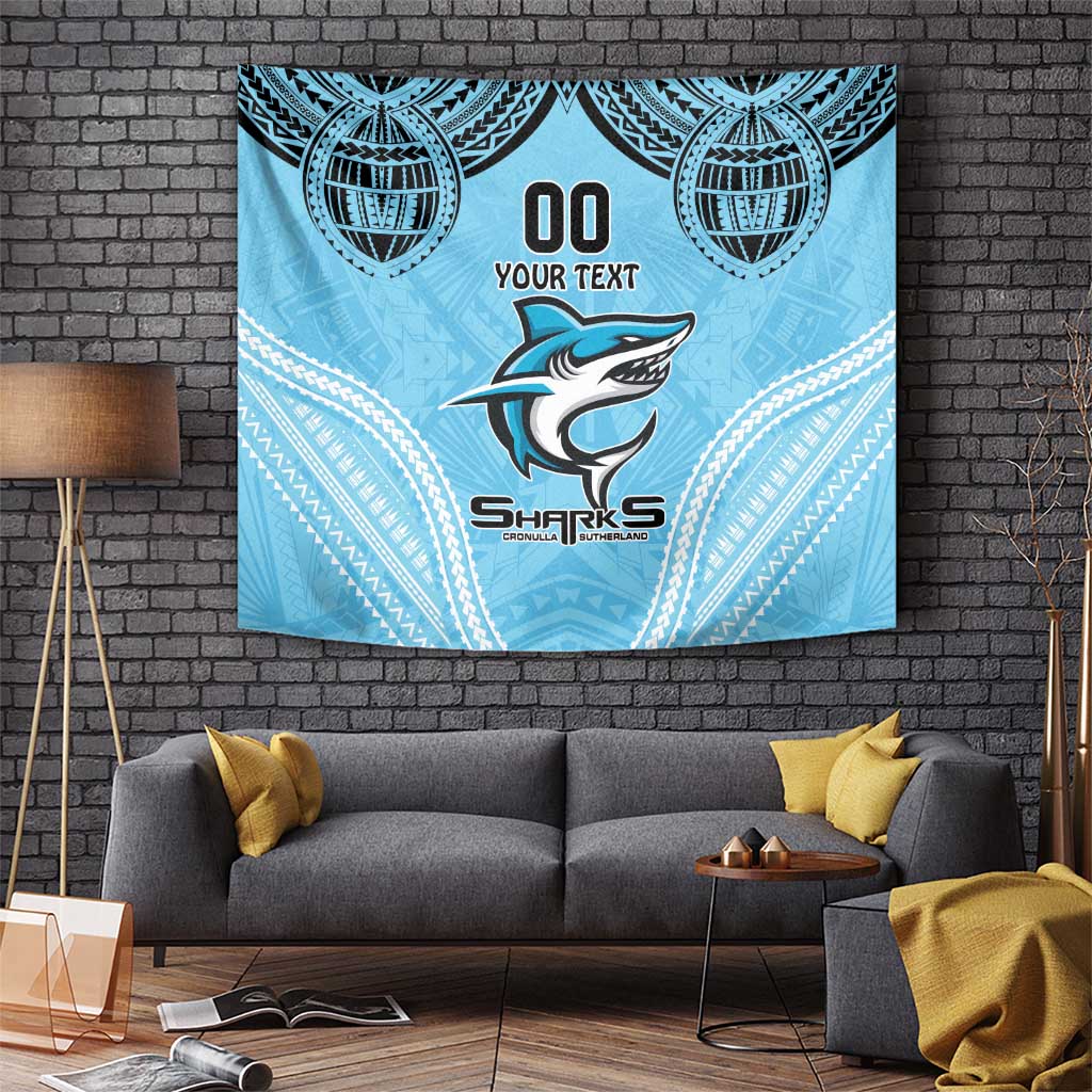 Sharks Rugby Custom Tapestry With Polynesian Style - Vibe Hoodie Shop