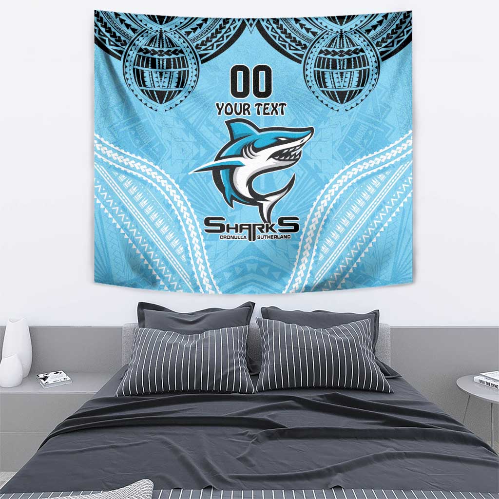 Sharks Rugby Custom Tapestry With Polynesian Style - Vibe Hoodie Shop