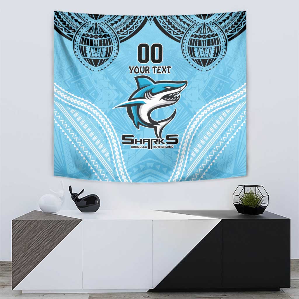 Sharks Rugby Custom Tapestry With Polynesian Style - Vibe Hoodie Shop