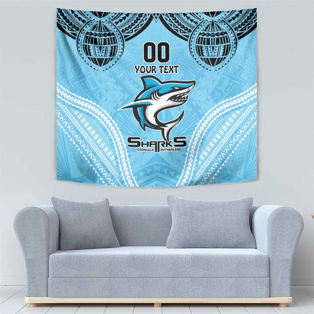 Sharks Rugby Custom Tapestry With Polynesian Style - Vibe Hoodie Shop