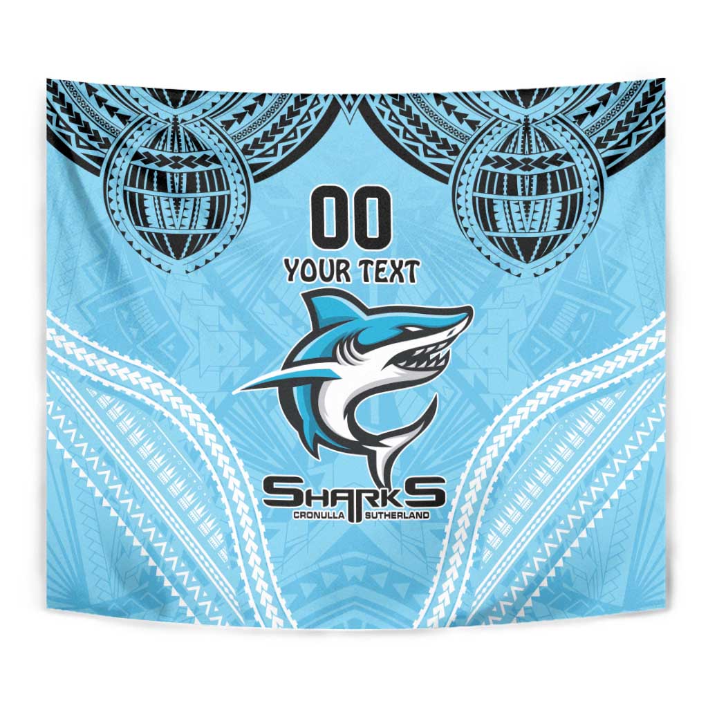 Sharks Rugby Custom Tapestry With Polynesian Style - Vibe Hoodie Shop