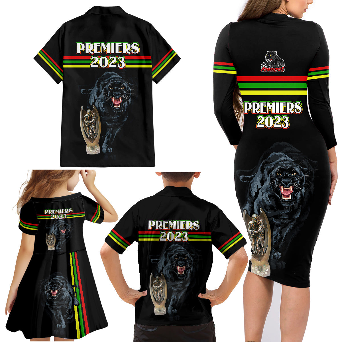 panther-premierships-family-matching-long-sleeve-bodycon-dress-and-hawaiian-shirt-go-champions-2023-black-simple-style
