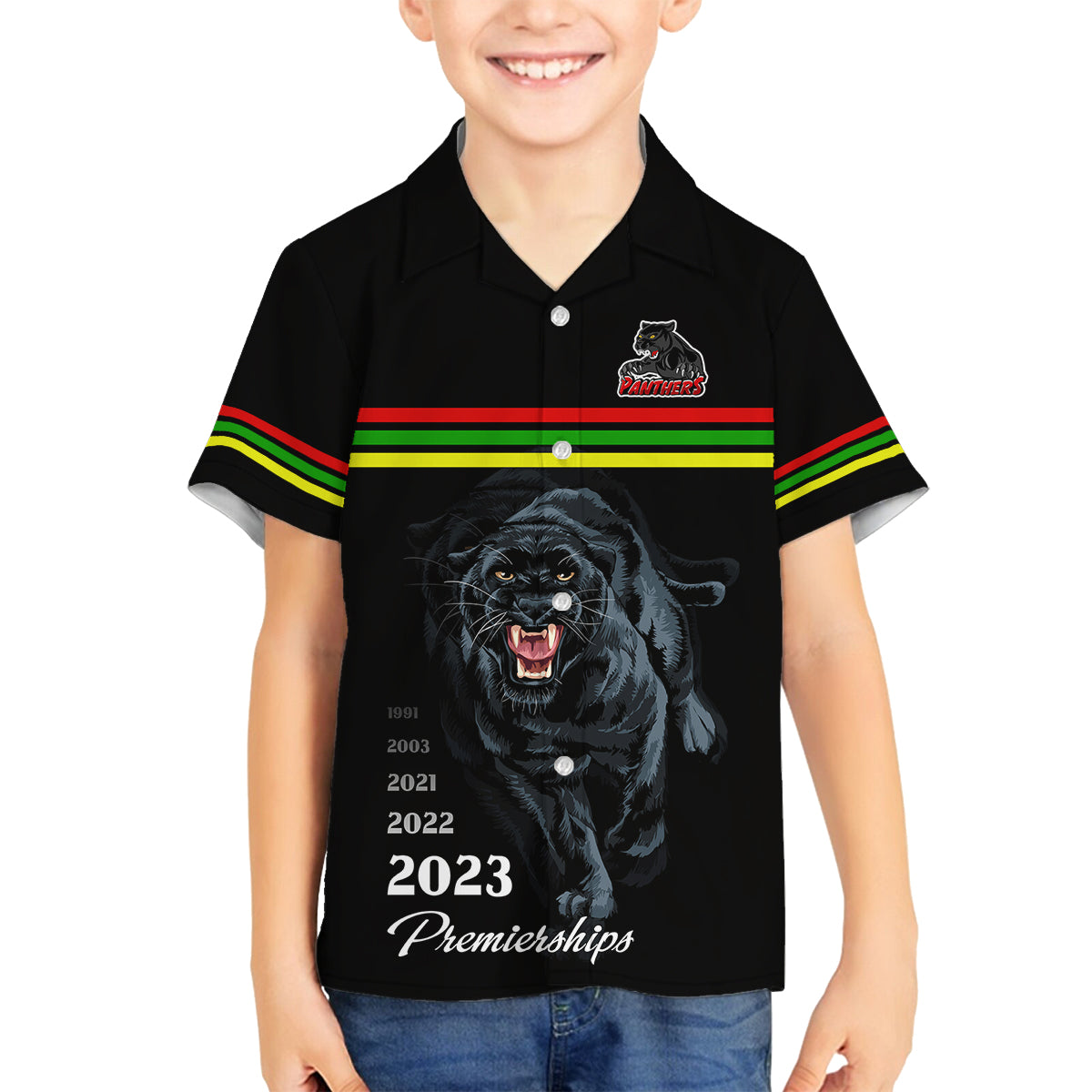 panther-premierships-family-matching-off-shoulder-maxi-dress-and-hawaiian-shirt-go-champions-2023-black-simple-style