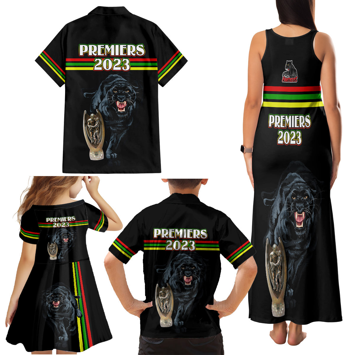 panther-premierships-family-matching-tank-maxi-dress-and-hawaiian-shirt-go-champions-2023-black-simple-style