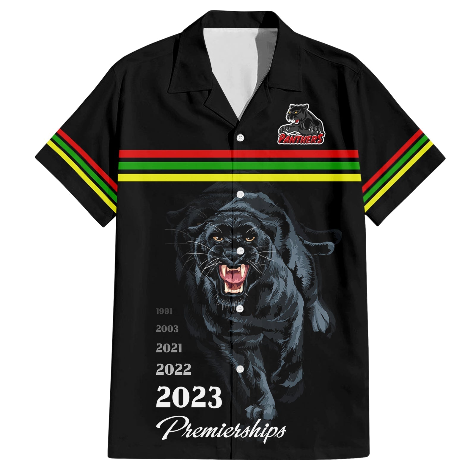 Panther Premierships Hawaiian Shirt Go Champions 2023 Black Simple Style - Vibe Hoodie Shop