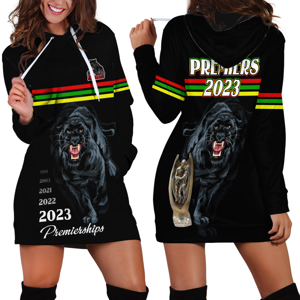 Panther Premierships Hoodie Dress Go Champions 2023 Black Simple Style - Vibe Hoodie Shop