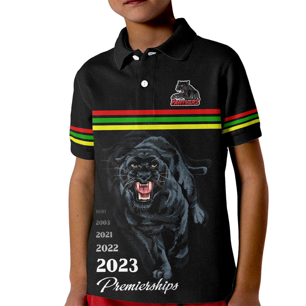 Panther Premierships Kid Polo Shirt Go Champions 2023 Black Simple Style - Vibe Hoodie Shop