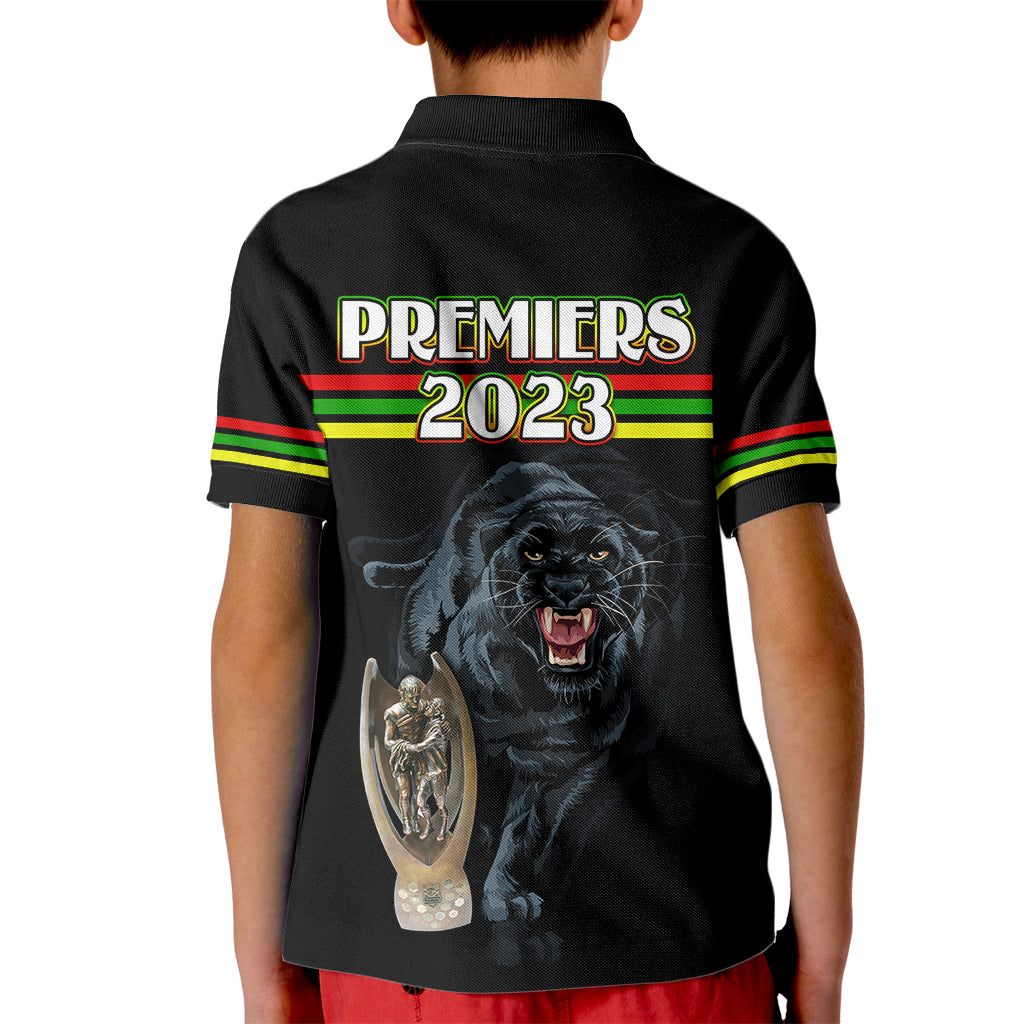 Panther Premierships Kid Polo Shirt Go Champions 2023 Black Simple Style - Vibe Hoodie Shop