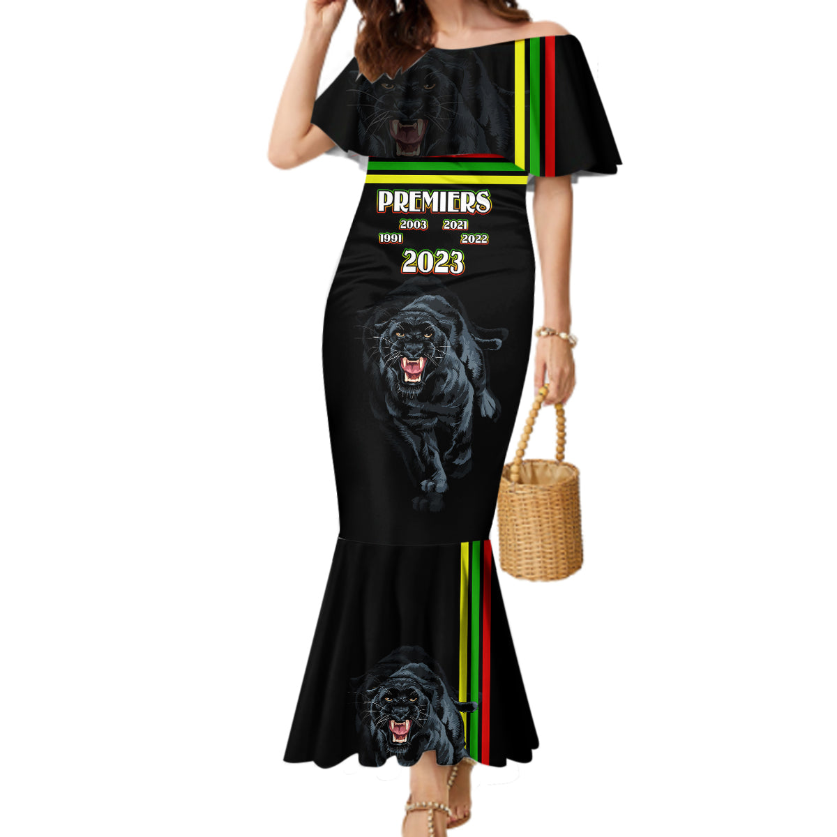 panther-premierships-mermaid-dress-go-champions-2023-black-simple-style