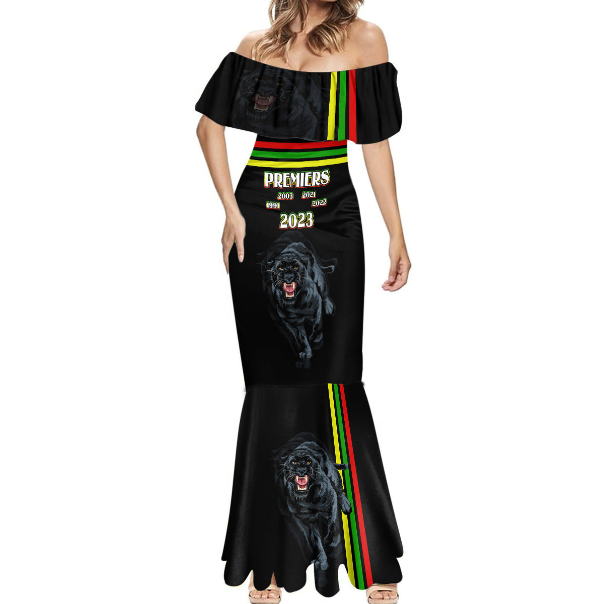 panther-premierships-mermaid-dress-go-champions-2023-black-simple-style