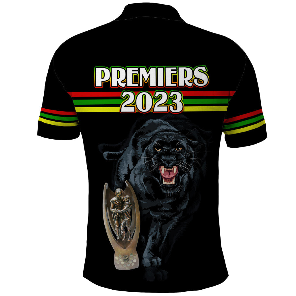 Panther Premierships Polo Shirt Go Champions 2023 Black Simple Style LT9 - Vibe Hoodie Shop