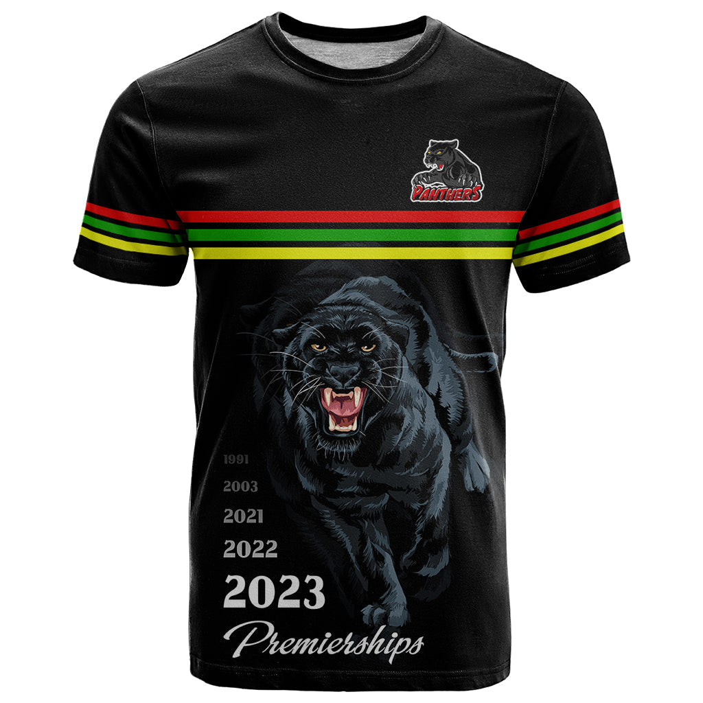 Panther Premierships T Shirt Go Champions 2023 Black Simple Style LT9 - Vibe Hoodie Shop