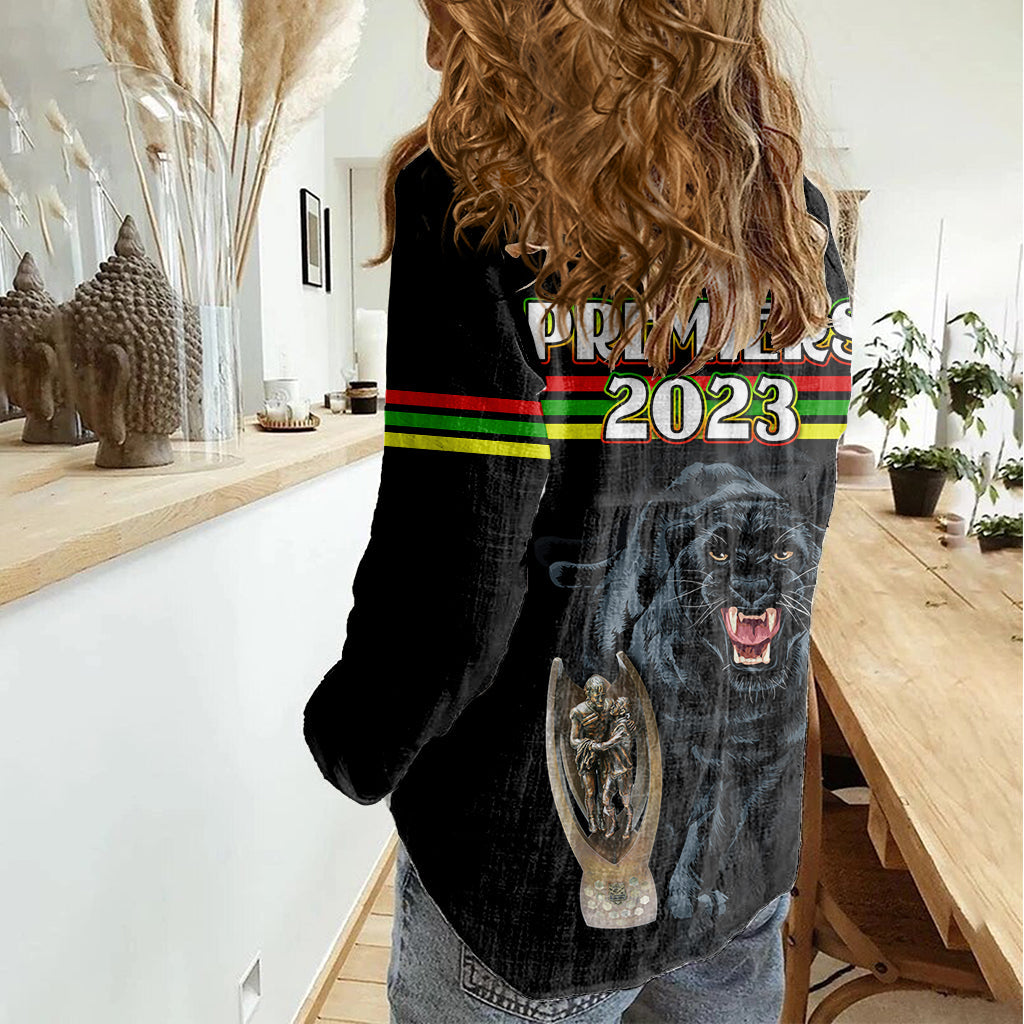 Panther Premierships Women Casual Shirt Go Champions 2023 Black Simple Style - Vibe Hoodie Shop