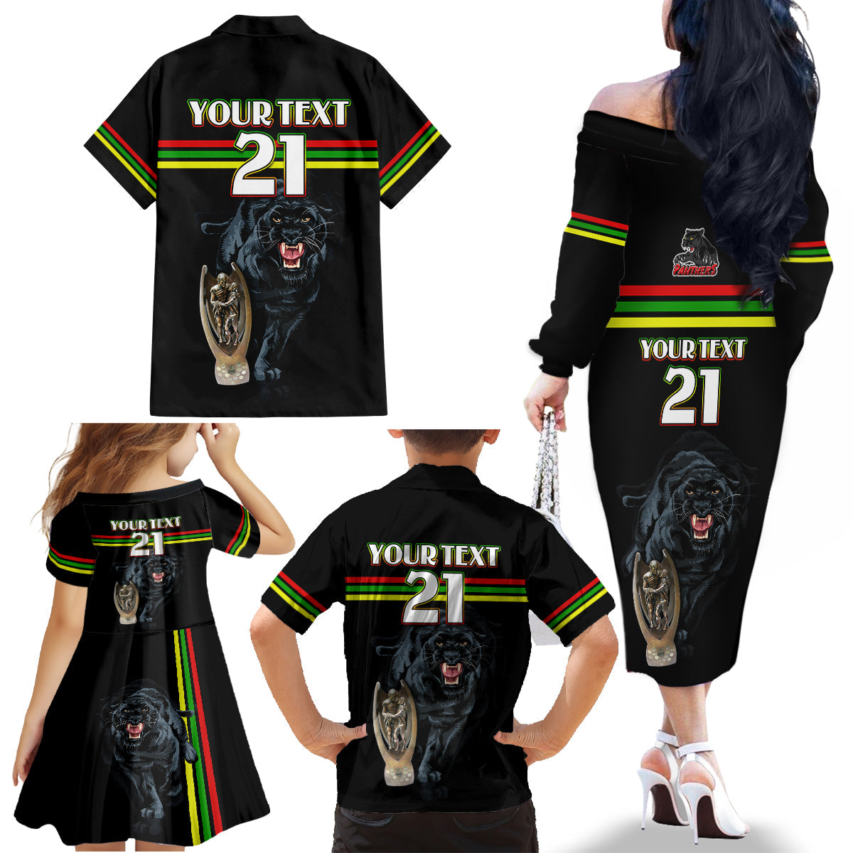 custom-panther-premierships-family-matching-off-shoulder-long-sleeve-dress-and-hawaiian-shirt-go-champions-2023-black-simple-style