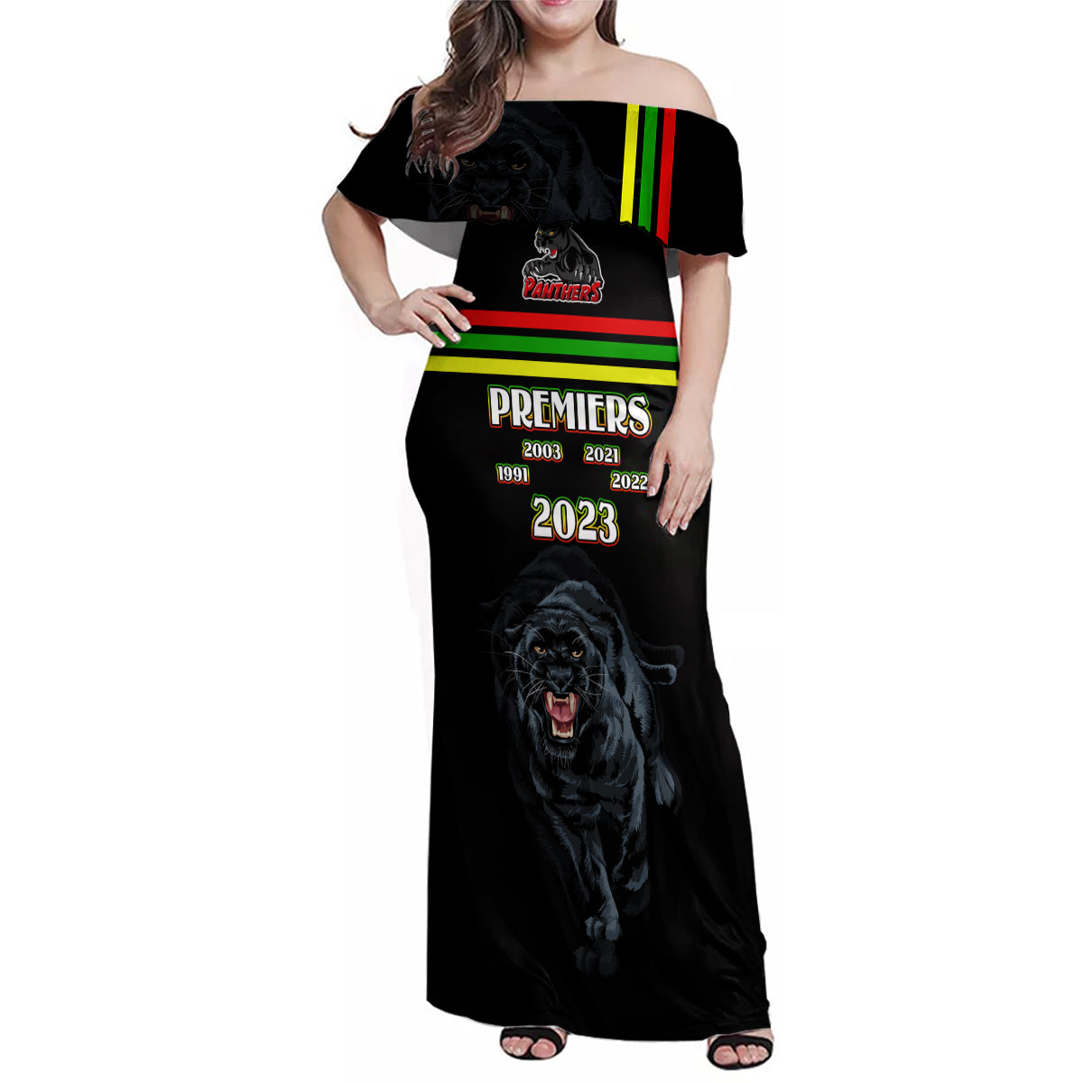 custom-panther-premierships-family-matching-off-shoulder-maxi-dress-and-hawaiian-shirt-go-champions-2023-black-simple-style