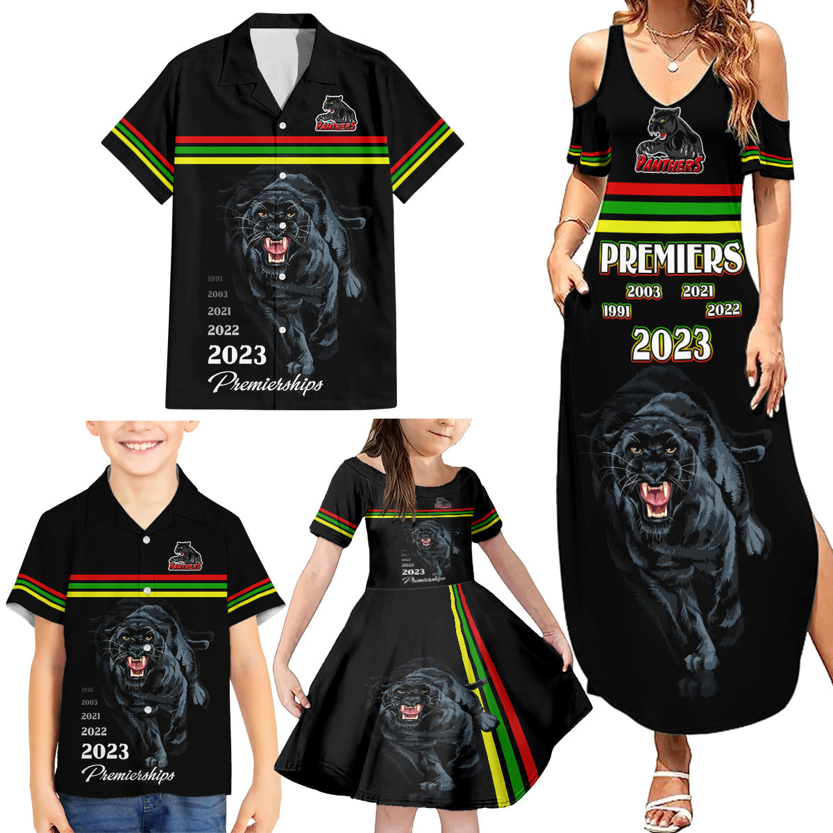 custom-panther-premierships-family-matching-summer-maxi-dress-and-hawaiian-shirt-go-champions-2023-black-simple-style
