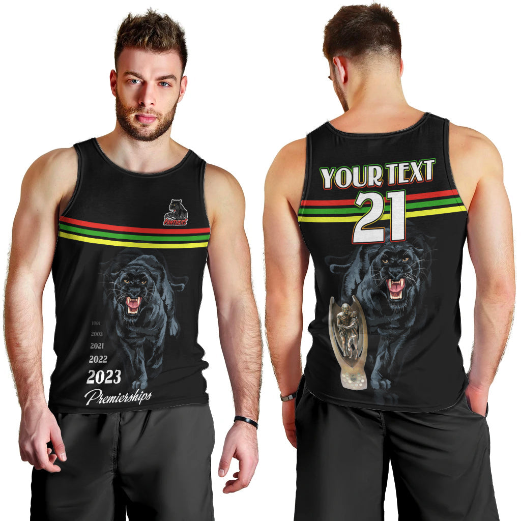 Custom Panther Premierships Men Tank Top Go Champions 2023 Black Simple Style - Vibe Hoodie Shop