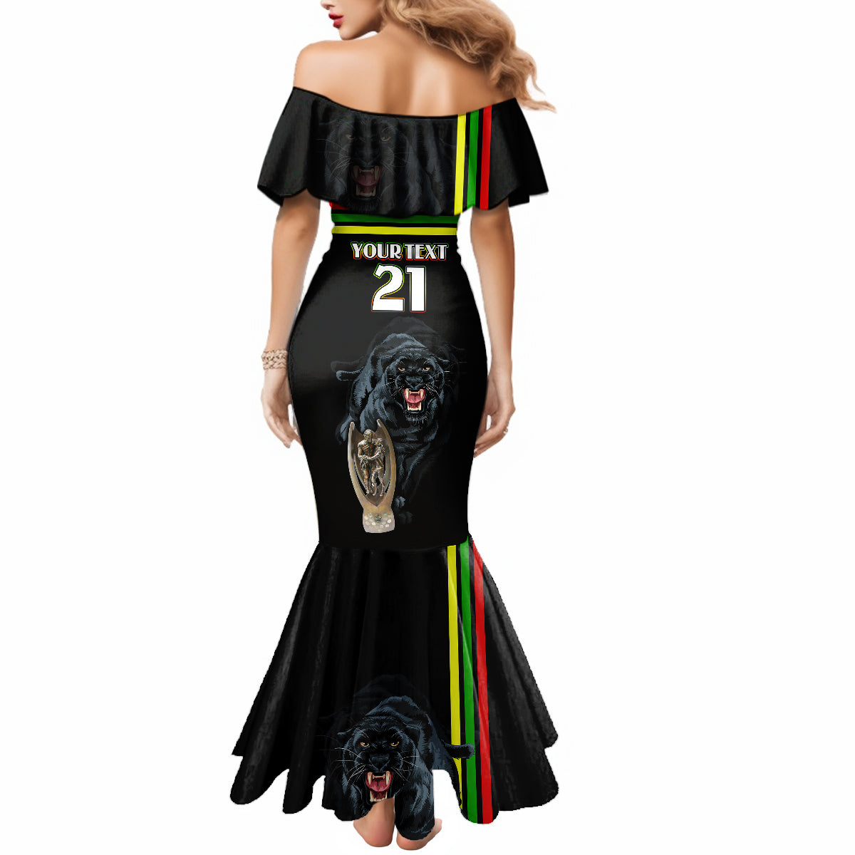 custom-panther-premierships-mermaid-dress-go-champions-2023-black-simple-style