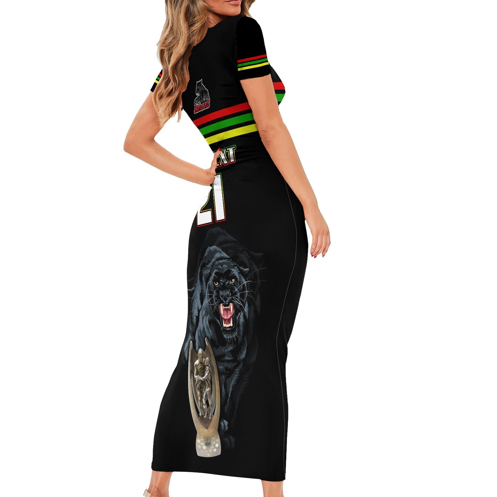custom-panther-premierships-short-sleeve-bodycon-dress-go-champions-2023-black-simple-style