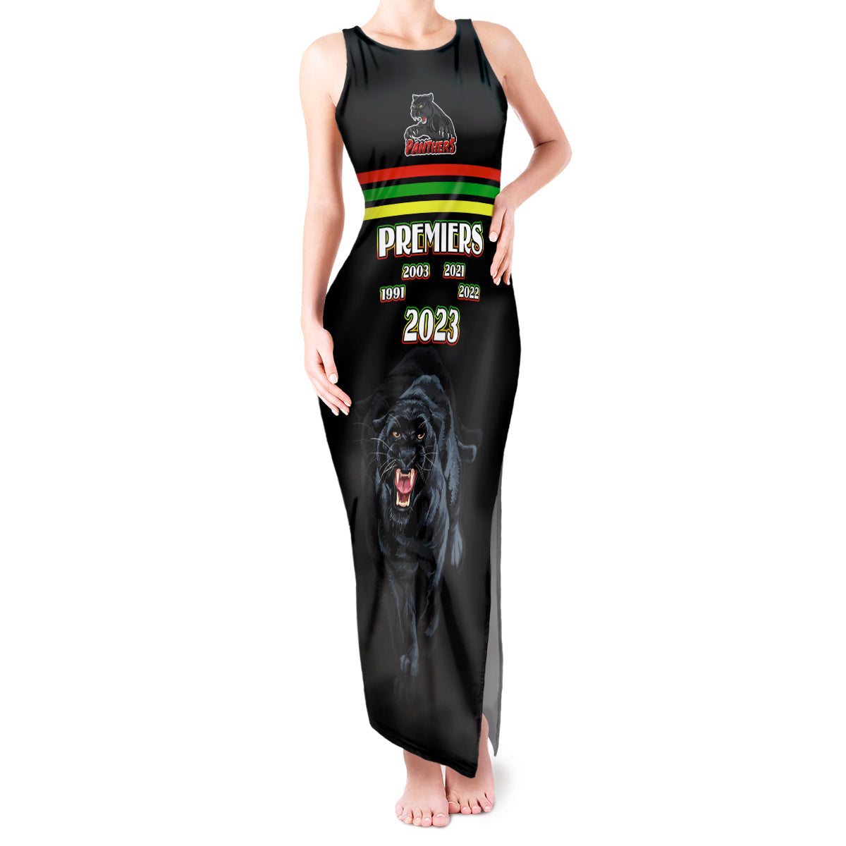 custom-panther-premierships-tank-maxi-dress-go-champions-2023-black-simple-style