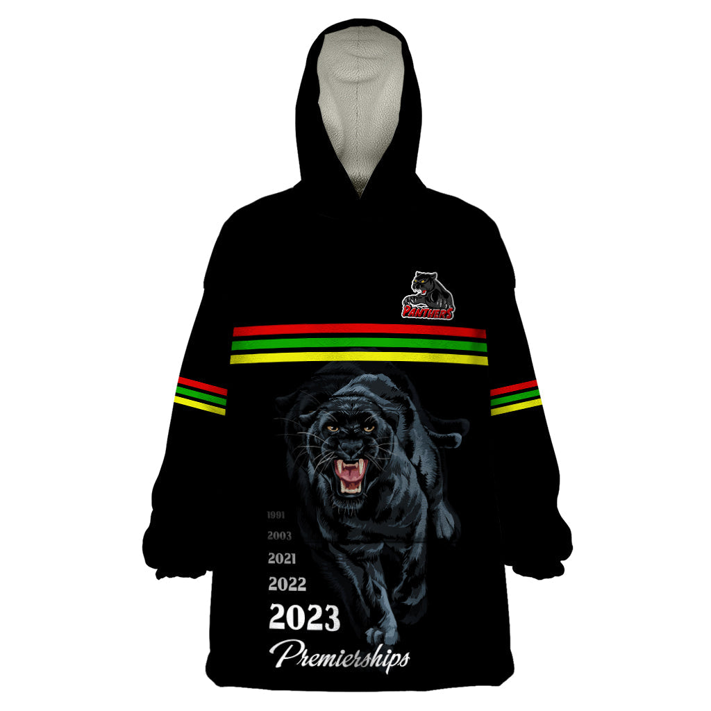 Custom Panther Premierships Wearable Blanket Hoodie Go Champions 2023 Black Simple Style - Vibe Hoodie Shop