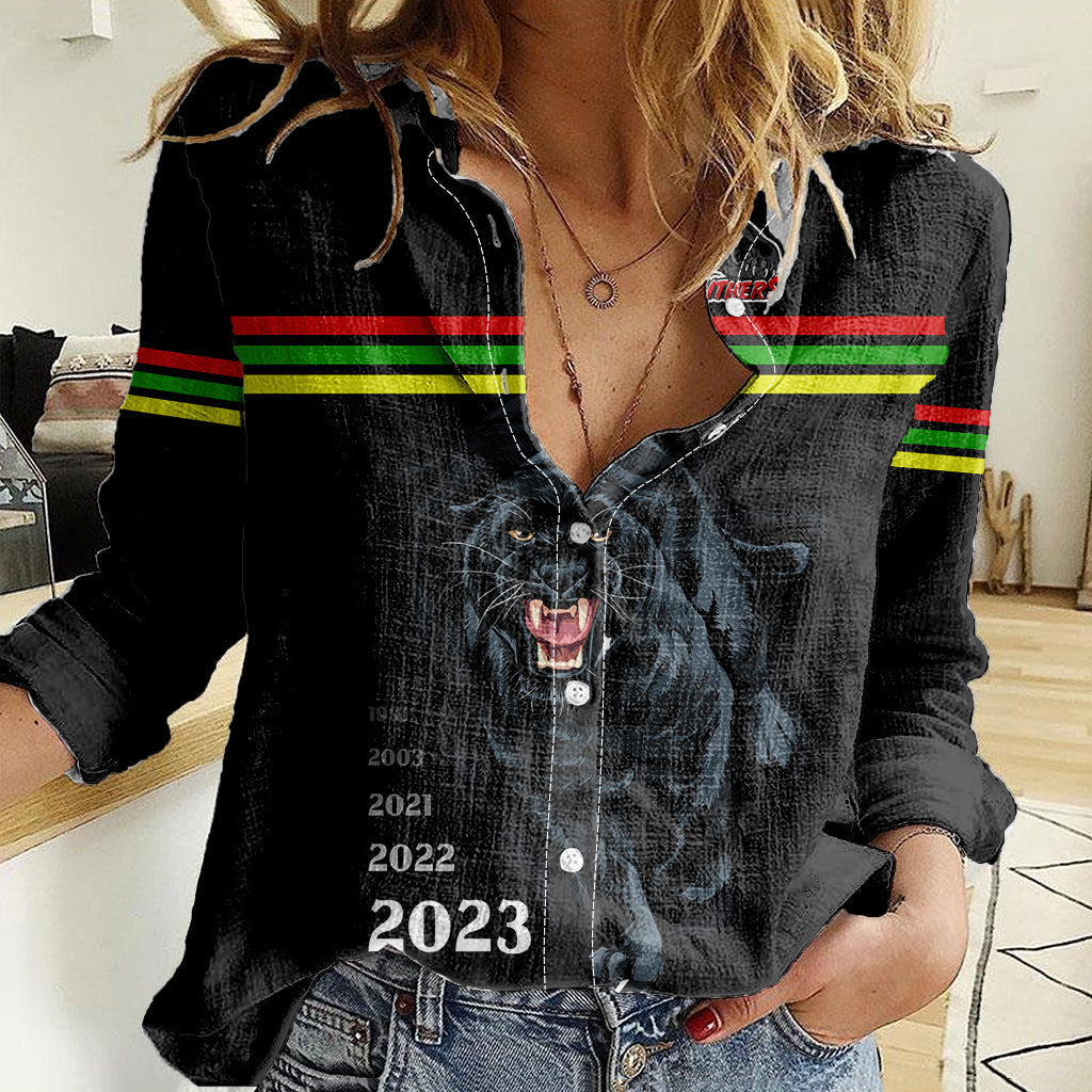 Custom Panther Premierships Women Casual Shirt Go Champions 2023 Black Simple Style - Vibe Hoodie Shop