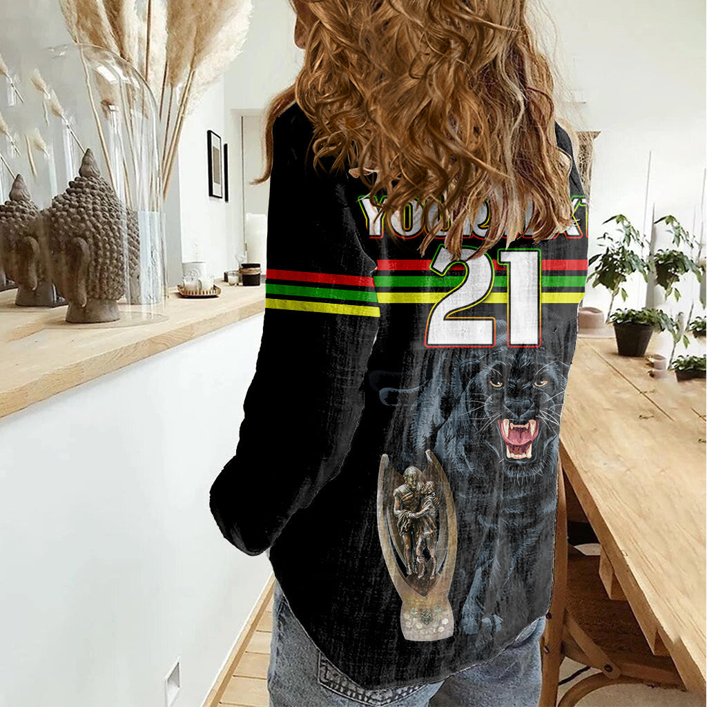 Custom Panther Premierships Women Casual Shirt Go Champions 2023 Black Simple Style - Vibe Hoodie Shop