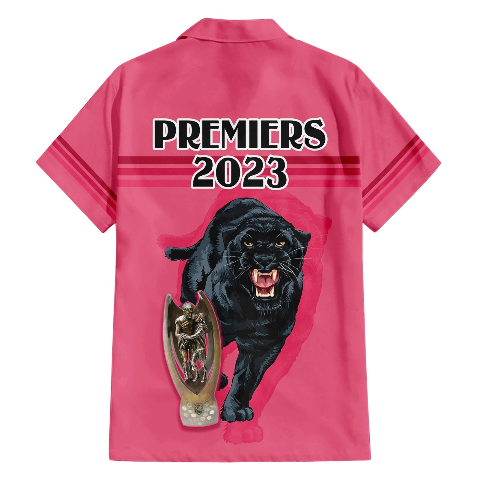 panther-premierships-family-matching-short-sleeve-bodycon-dress-and-hawaiian-shirt-go-champions-2023-pink-simple-style