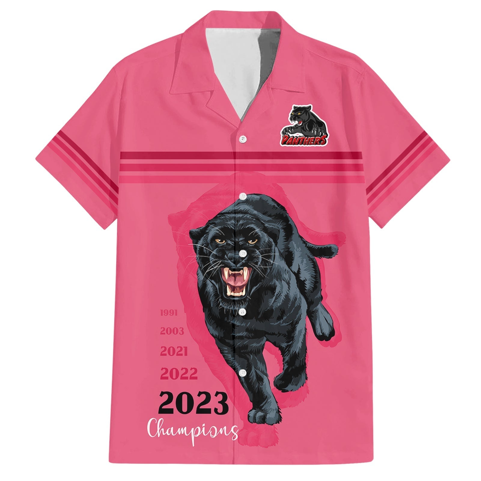 Panther Premierships Hawaiian Shirt Go Champions 2023 Pink Simple Style - Vibe Hoodie Shop