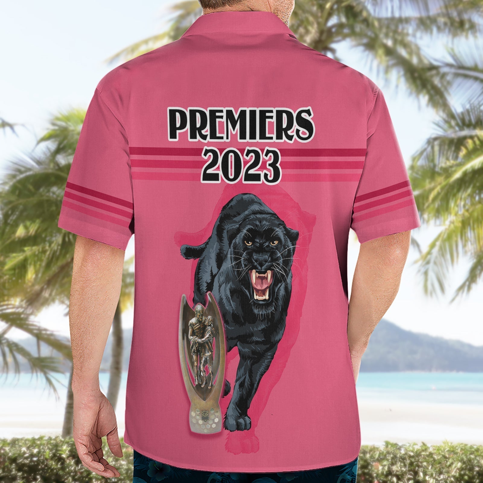 Panther Premierships Hawaiian Shirt Go Champions 2023 Pink Simple Style - Vibe Hoodie Shop