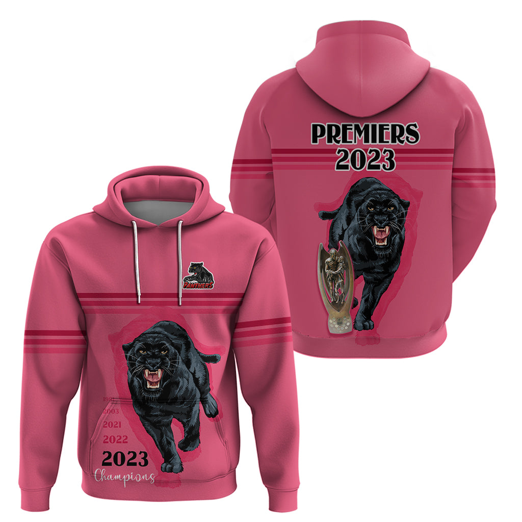 Panther Premierships Hoodie Go Champions 2023 Pink Simple Style LT9 - Vibe Hoodie Shop