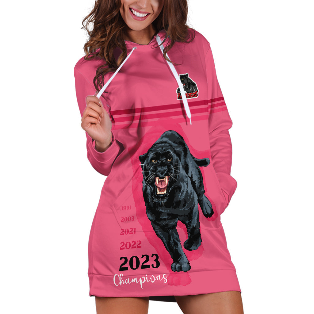 Panther Premierships Hoodie Dress Go Champions 2023 Pink Simple Style - Vibe Hoodie Shop