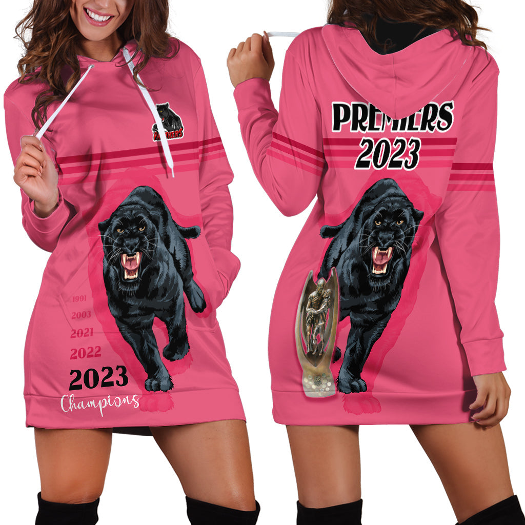 Panther Premierships Hoodie Dress Go Champions 2023 Pink Simple Style - Vibe Hoodie Shop